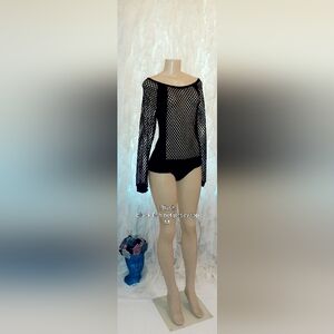 Blush Black Fishnet Jersey Style Top M